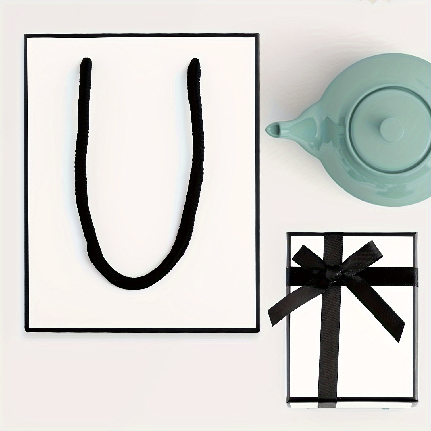 2pcs Gift Box and Gift Bag Set for Jewelry, Black & White